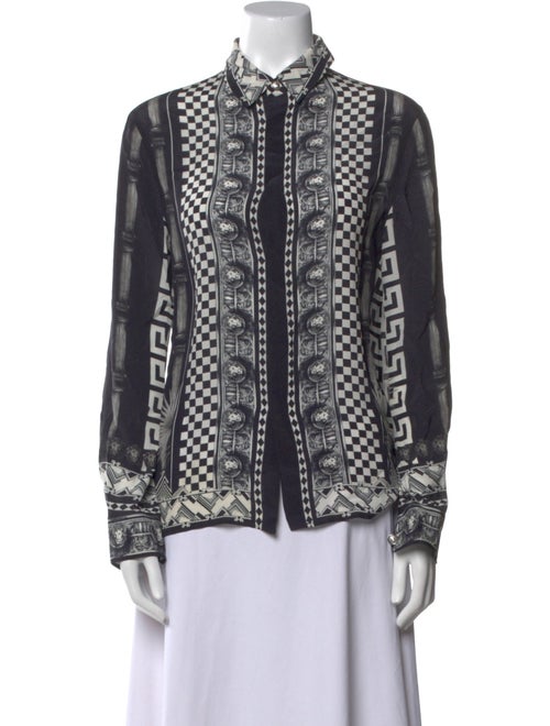 Versus Versace Silk Printed Button-Up Top