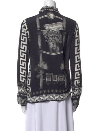 Versus Versace Silk Printed Button-Up Top