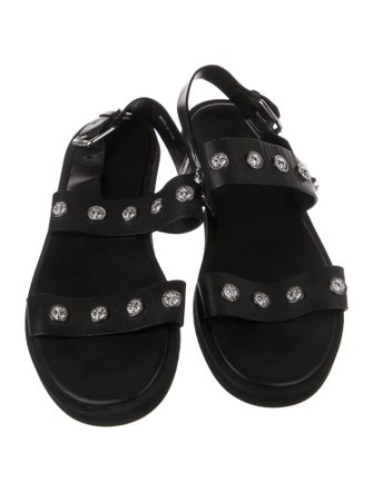 Versus Versace Leather Cutout Accent Slingback Sandals