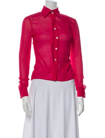 Versus Versace Silk Long Sleeve Button-Up Top