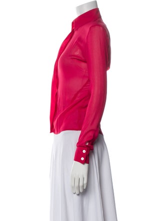 Versus Versace Silk Long Sleeve Button-Up Top
