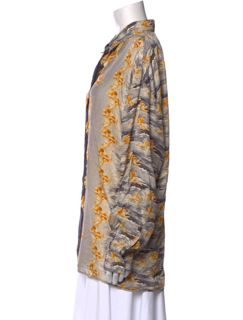 Versus Versace Floral Print V-Neck Button-Up Top