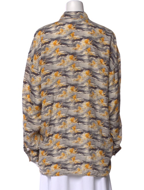Versus Versace Floral Print V-Neck Button-Up Top