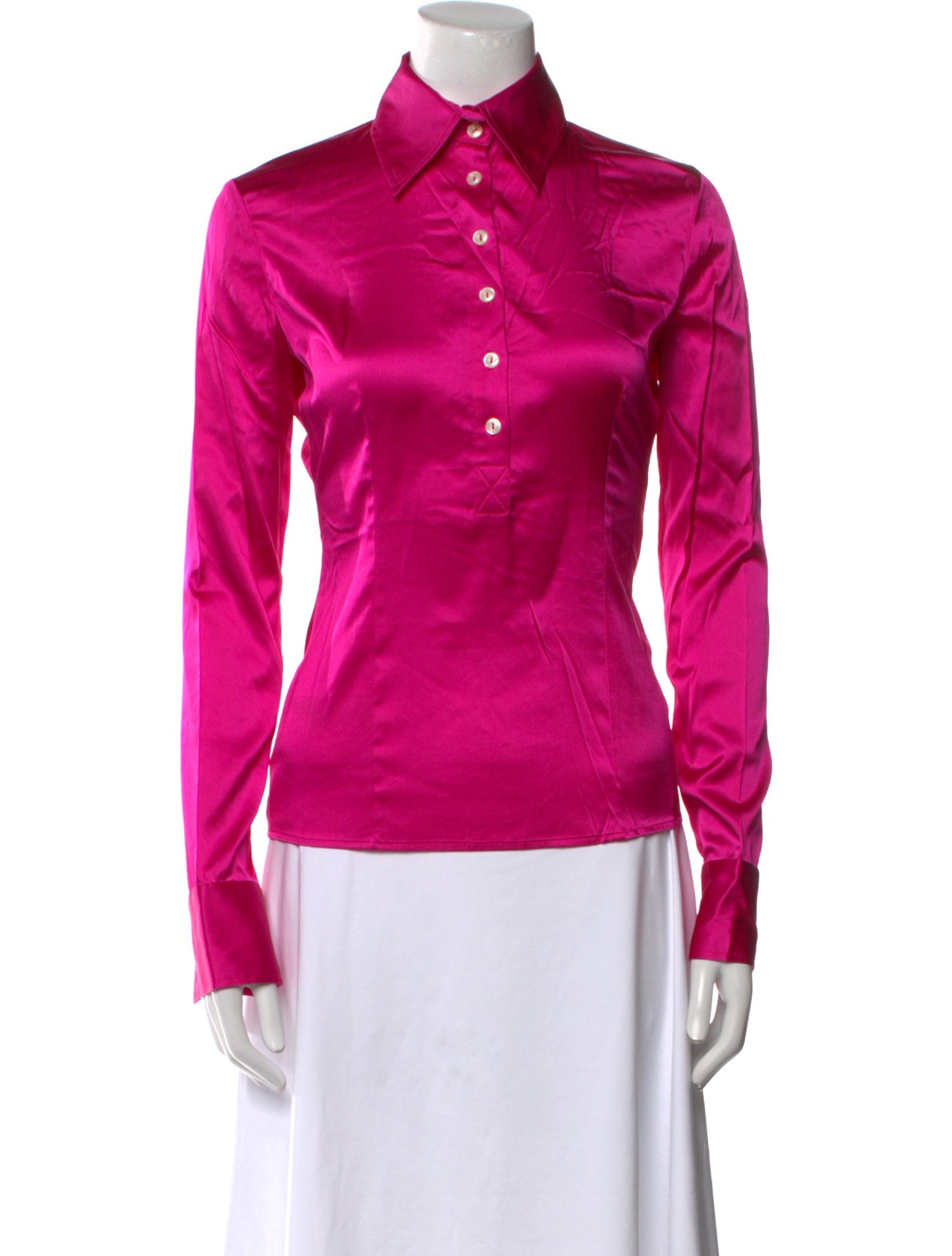 Versus Versace Silk Long Sleeve Button-Up Top