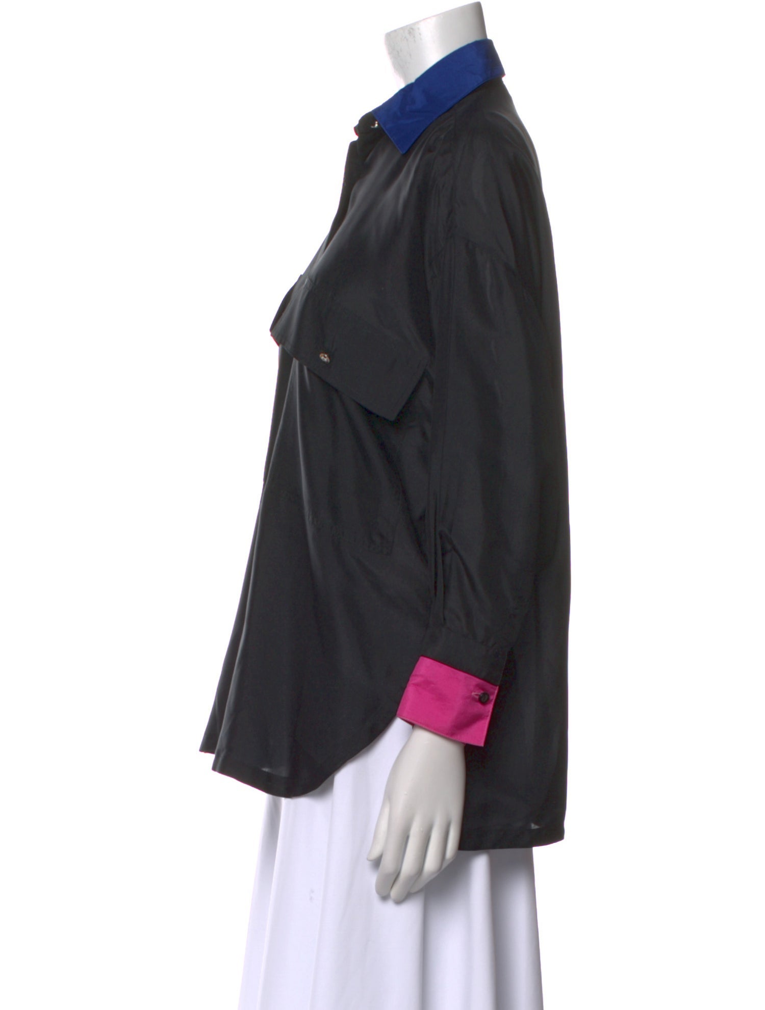 Versus Versace Silk Three-Quarter Sleeve Button-Up Top