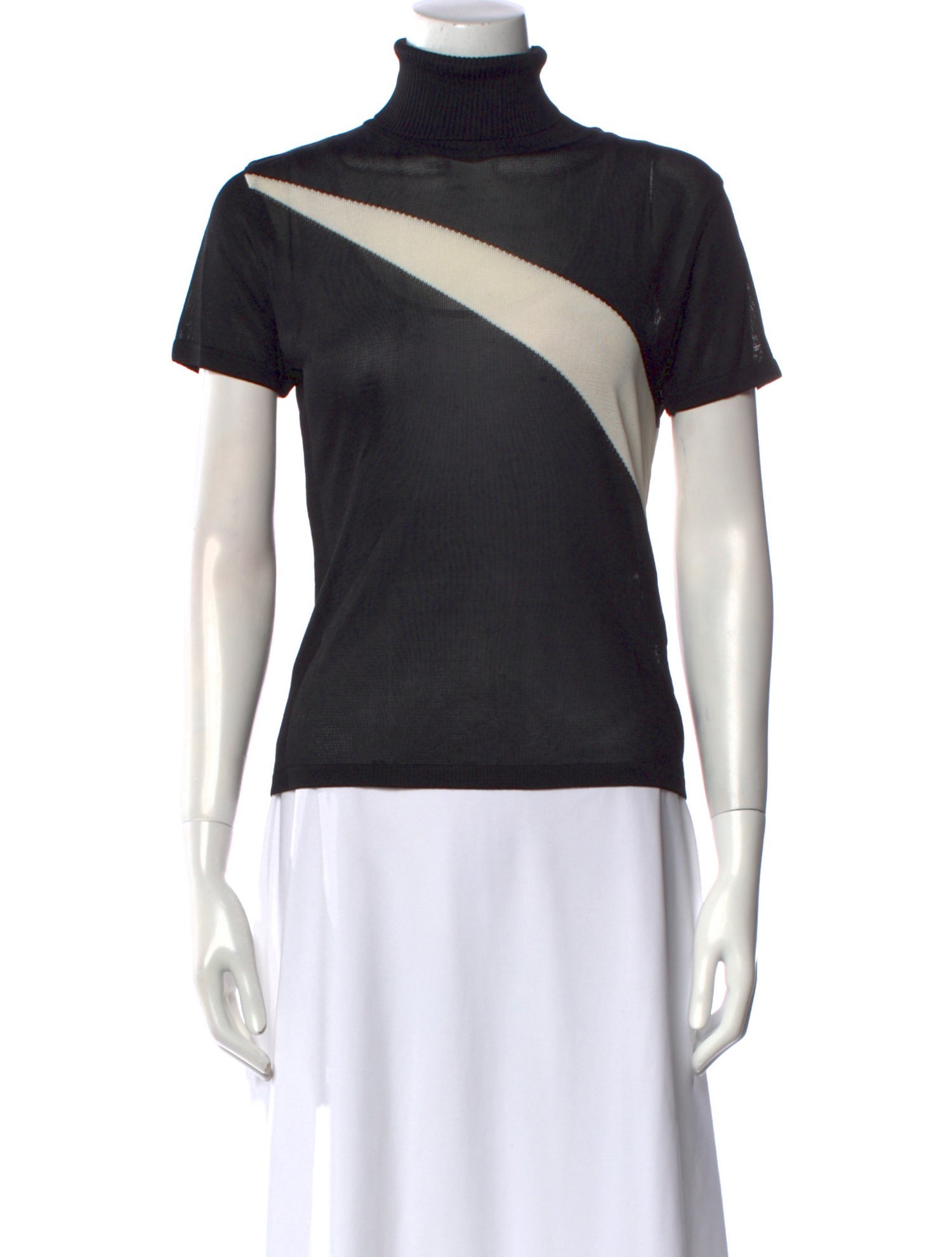 Versus Versace Colorblock Pattern Turtleneck Top