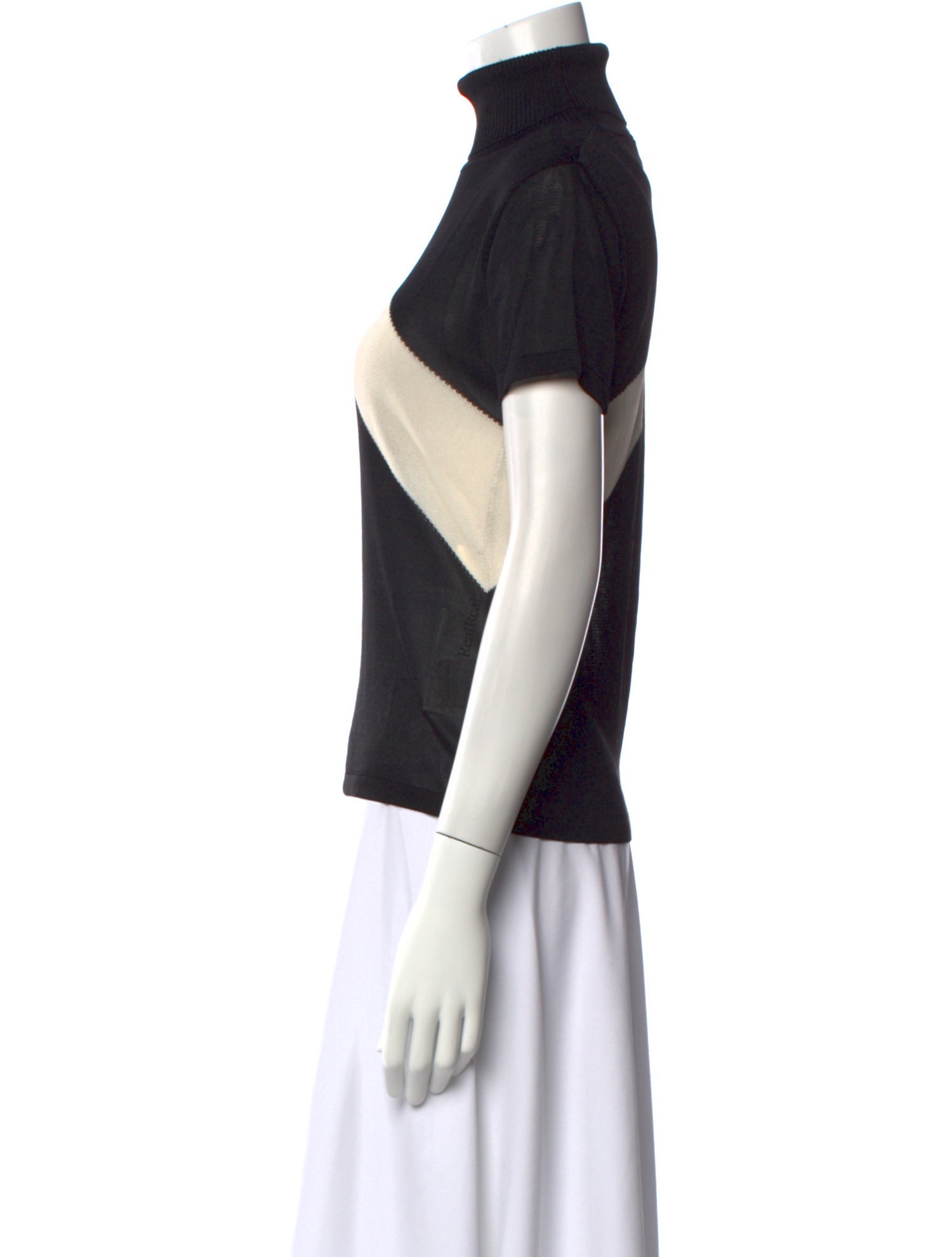 Versus Versace Colorblock Pattern Turtleneck Top