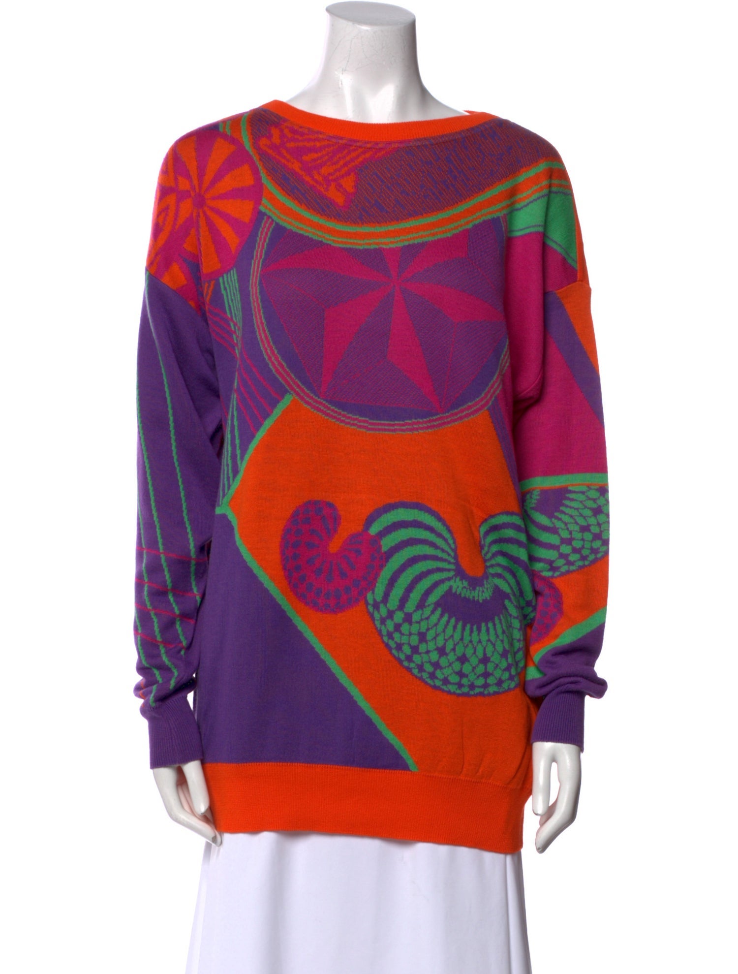 Versus Versace Printed Bateau Neckline Sweater