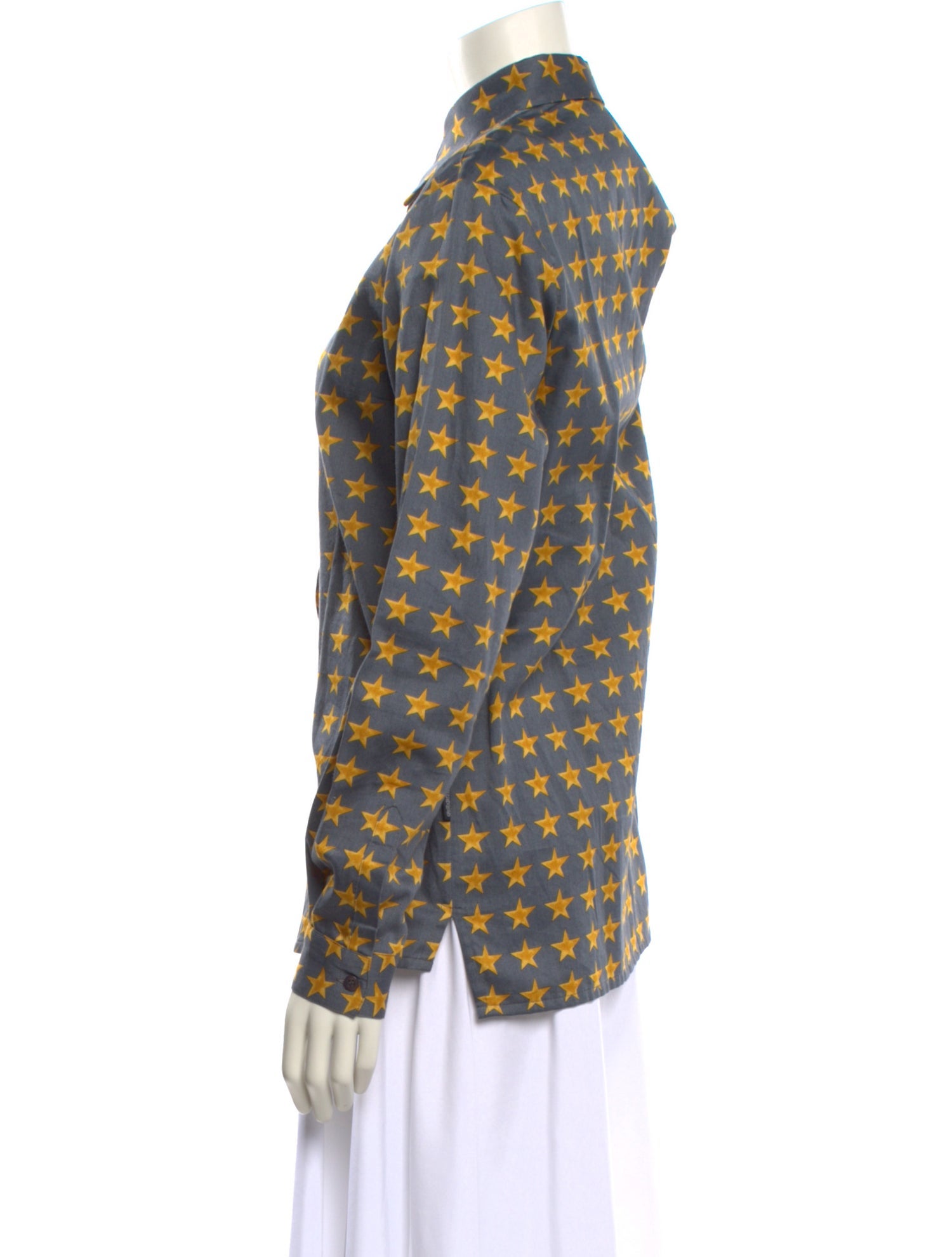 Versus Versace Printed Long Sleeve Button-Up Top