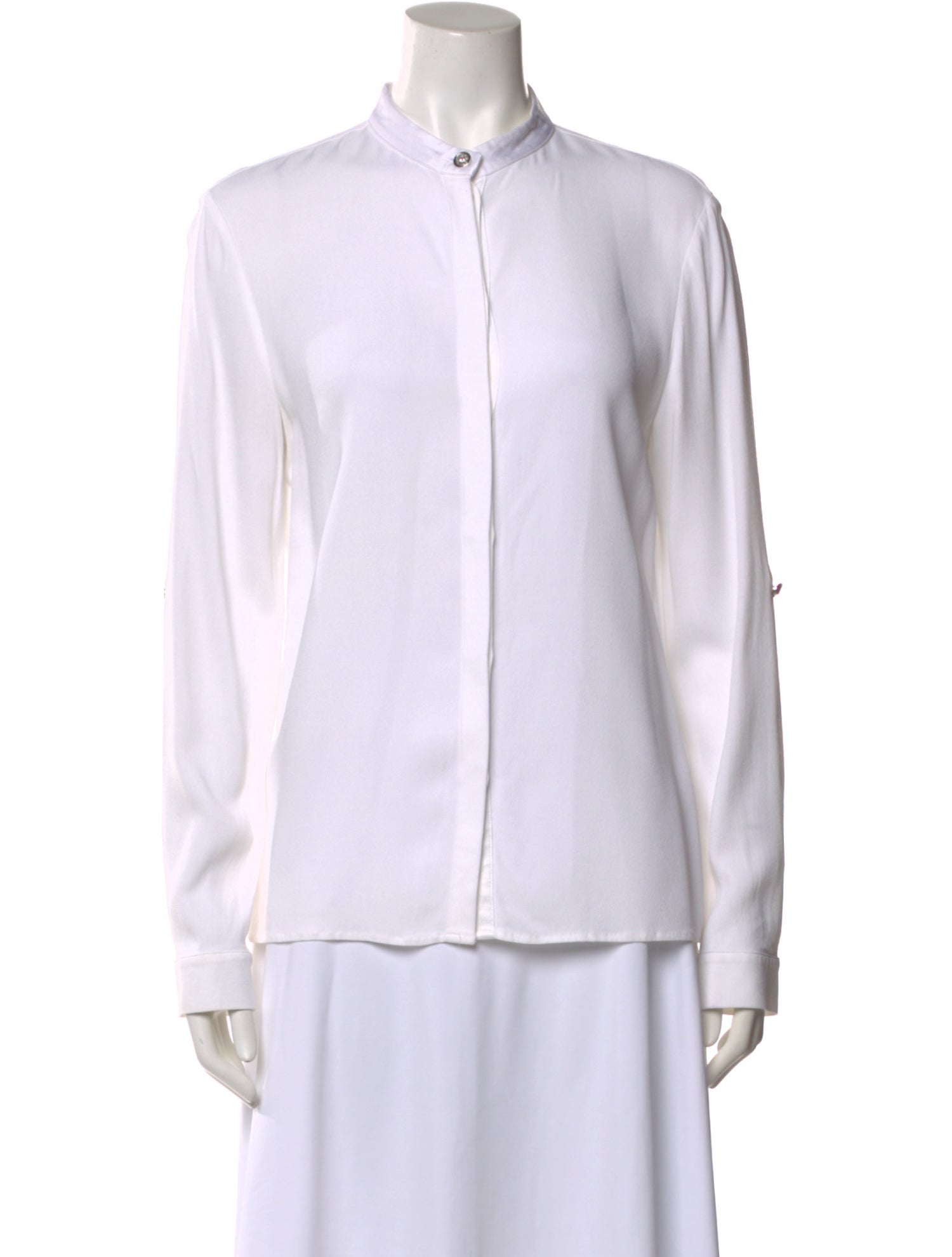 Versus Versace Mock Neck Long Sleeve Button-Up Top