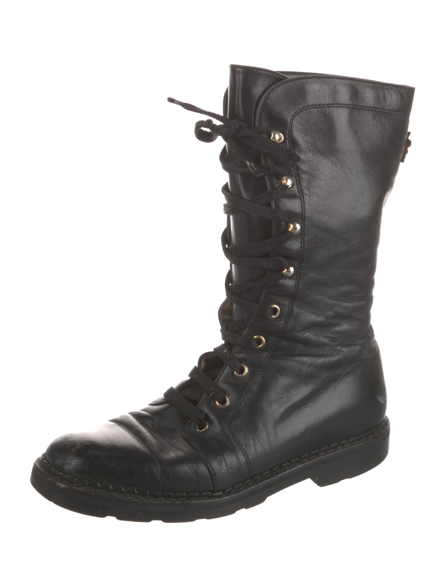 Versus Versace Vintage Leather Combat Boots
