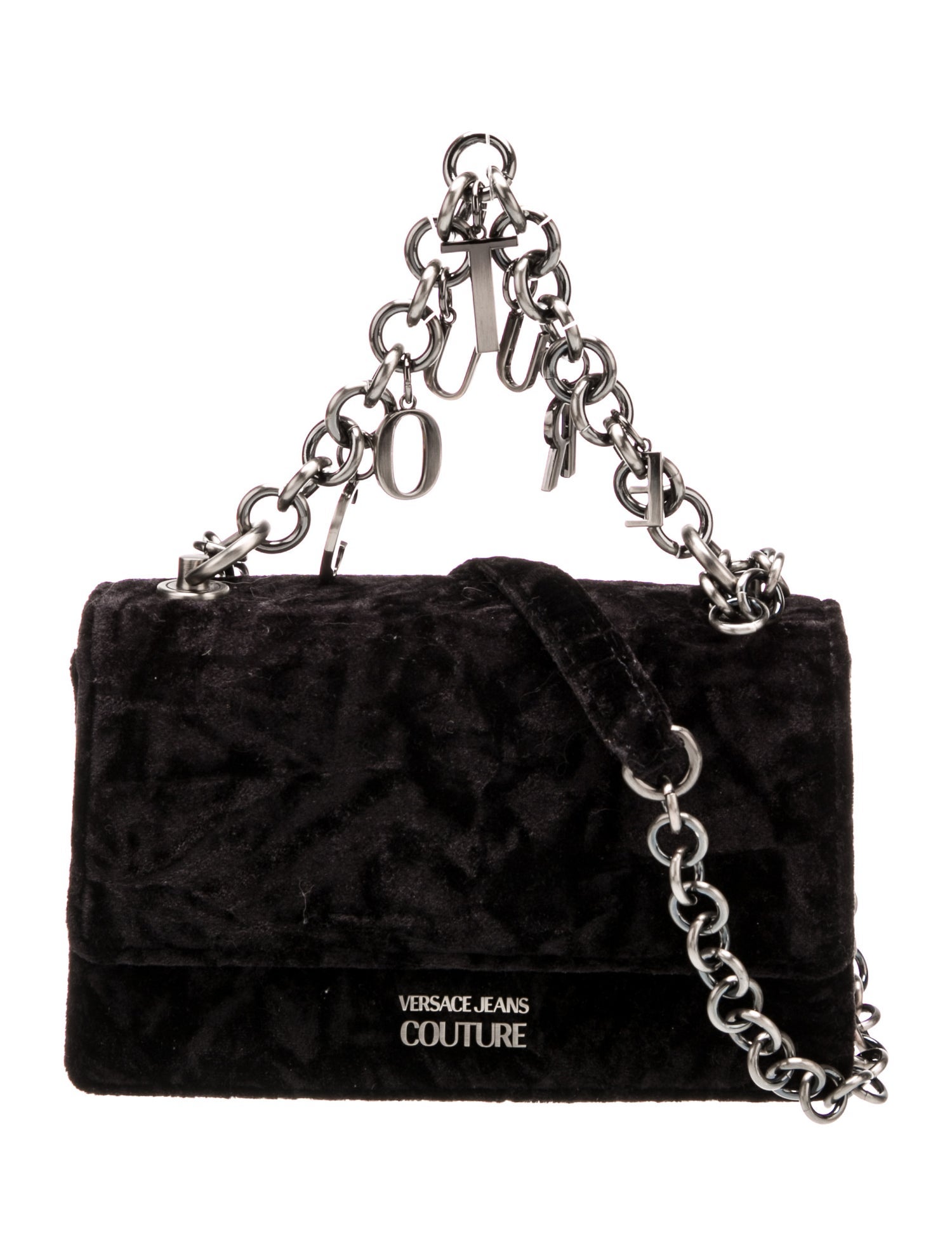Versace Jeans Couture Velvet Evening Bag Black Crossbody Bags