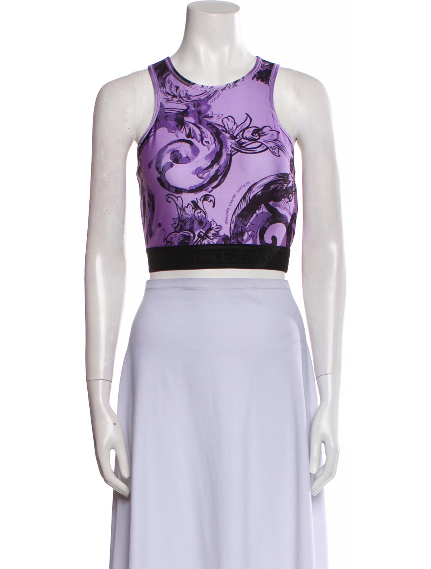 Versace Jeans Couture Paisley Print Scoop Neck Crop Top