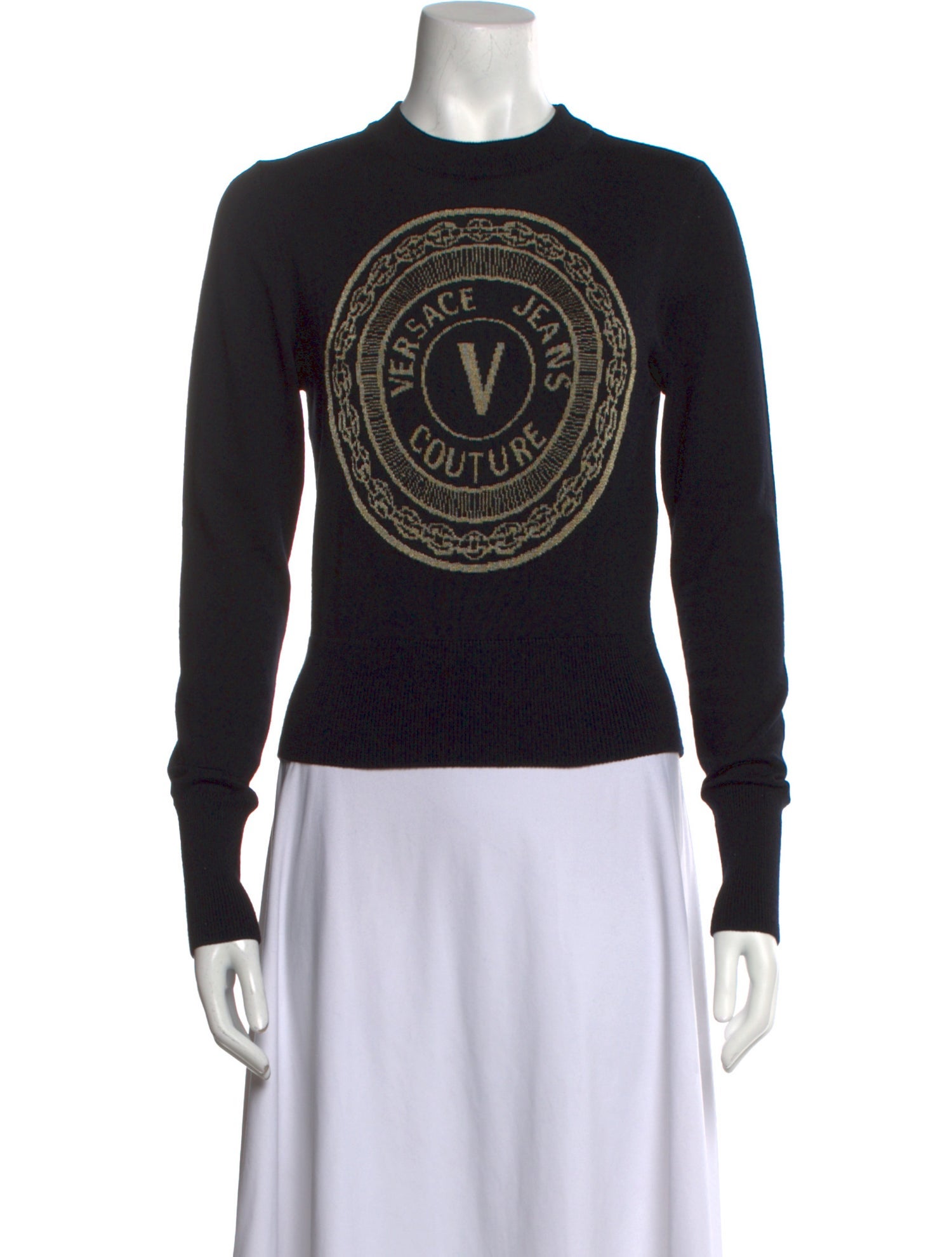 Versace Jeans Couture Wool Graphic Print Sweater