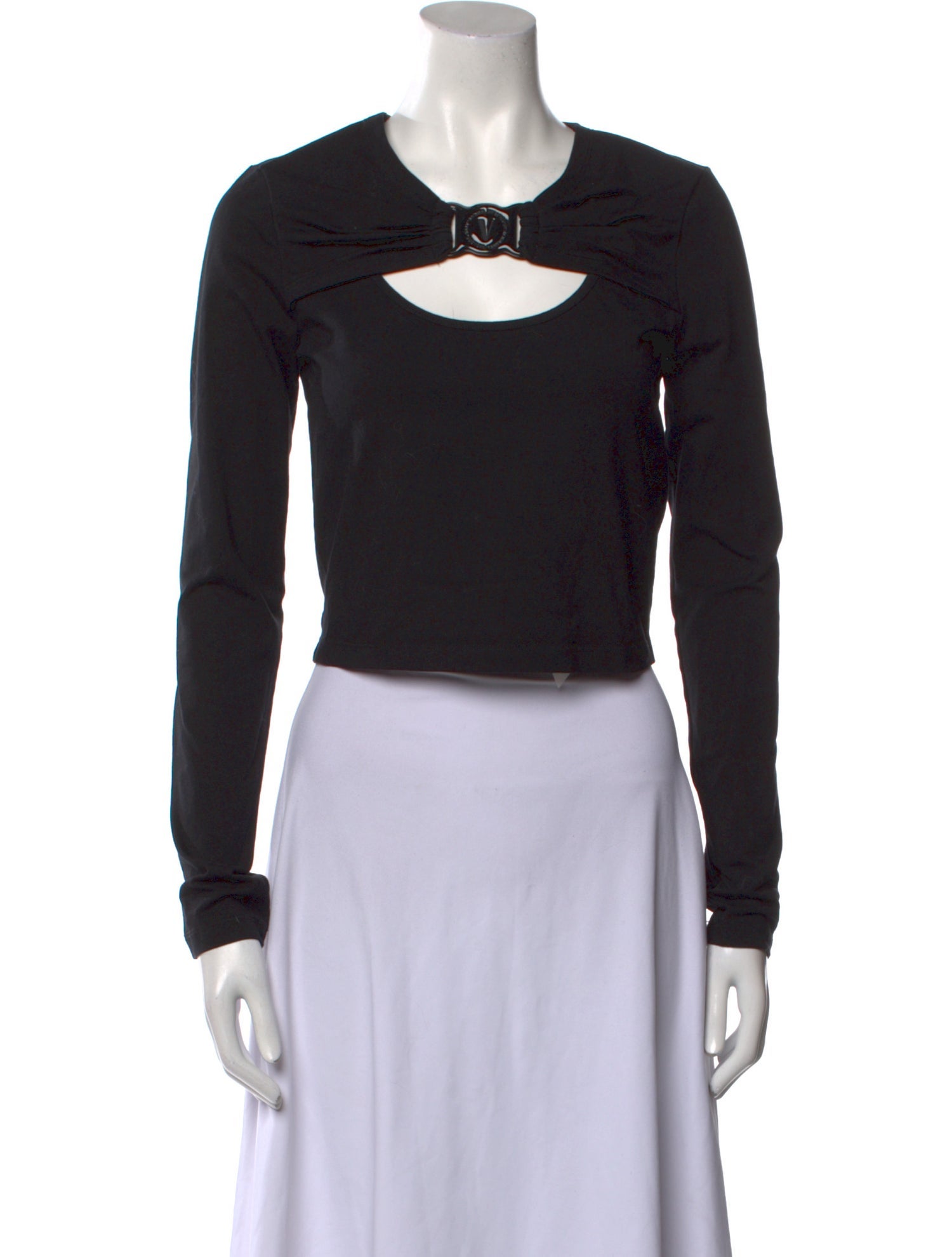 Versace Jeans Couture Scoop Neck Long Sleeve Crop Top