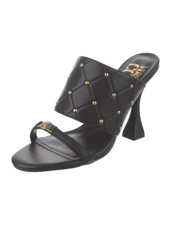 Versace Jeans Couture Leather Studded Accents Slides