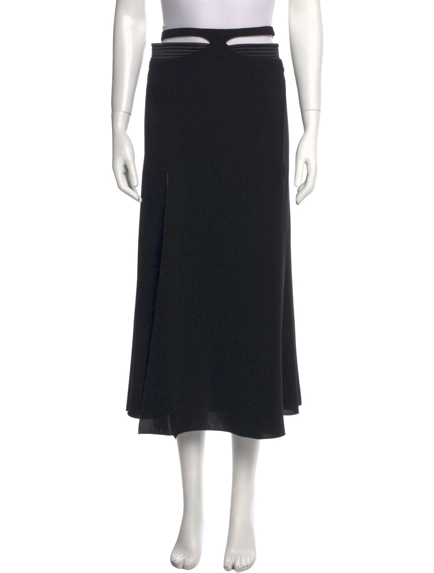 Versace Jeans Couture Leather Trim Embellishment Midi Length Skirt w/ Tags