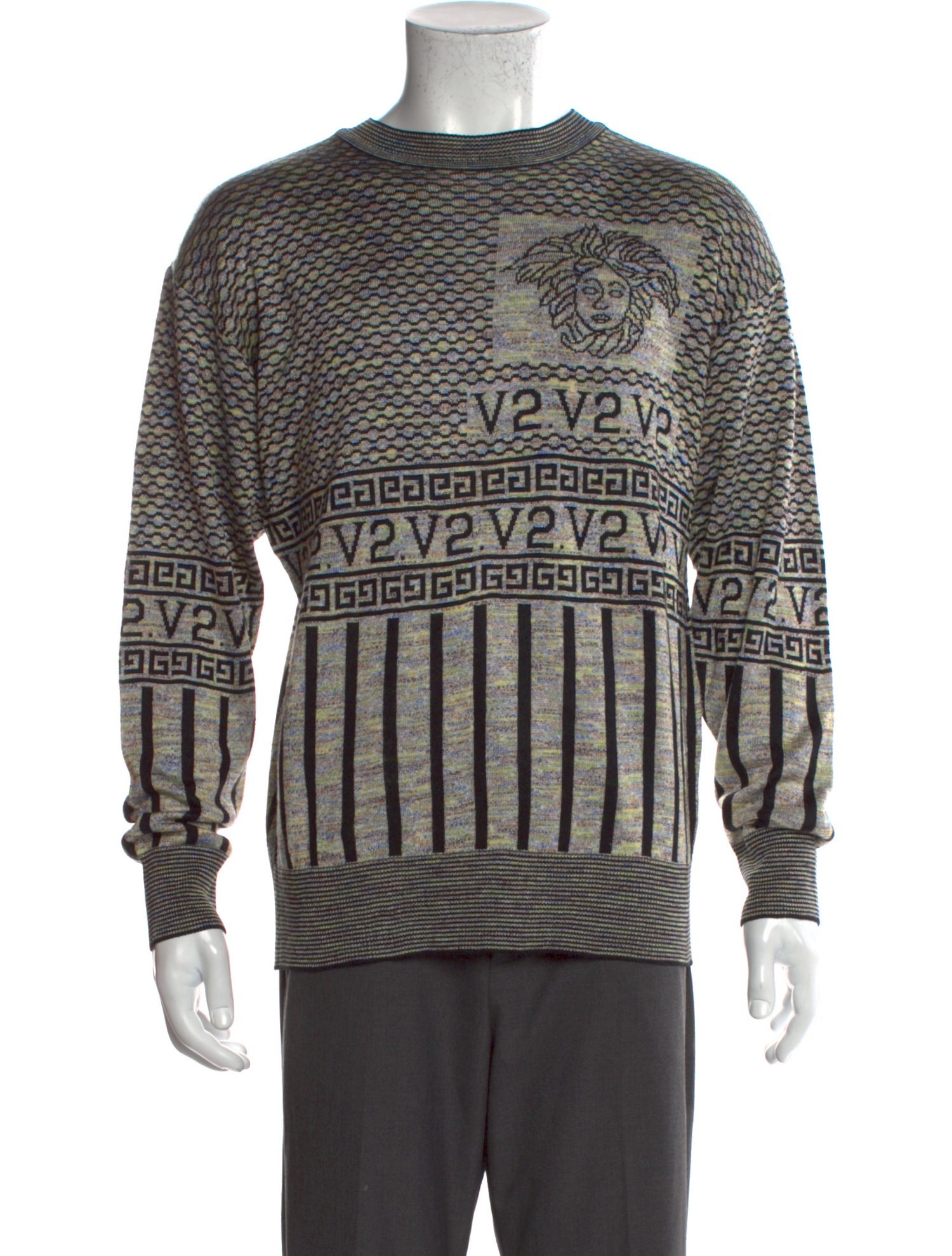 Versace Jeans Couture Printed Crew Neck Pullover