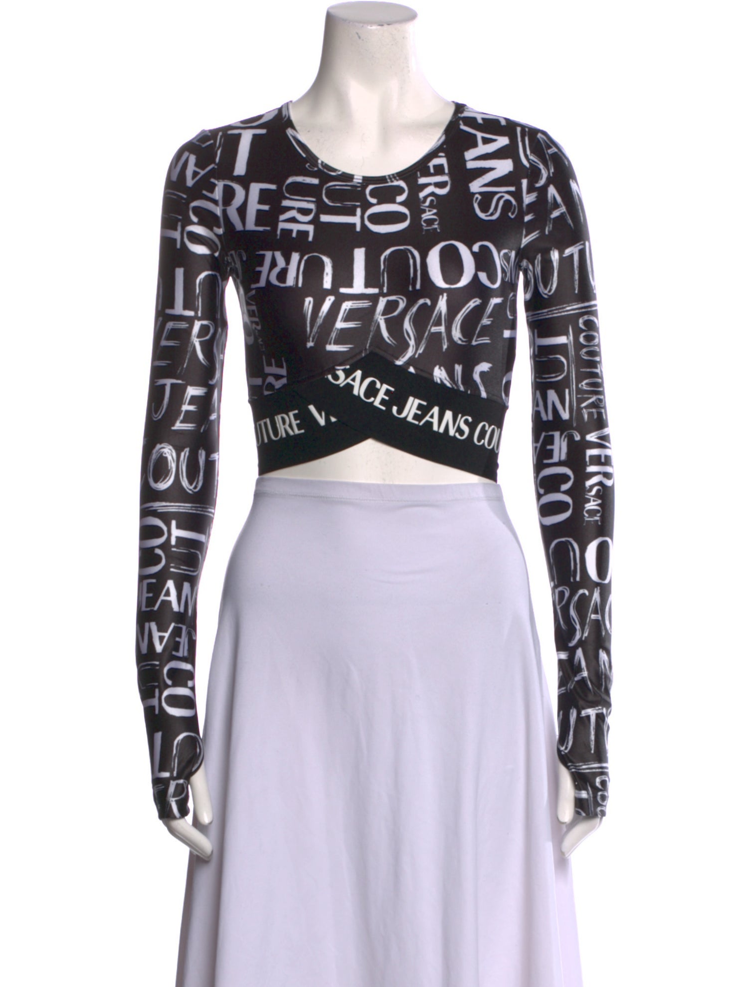 Versace Jeans Couture Printed Scoop Neck Crop Top w/ Tags