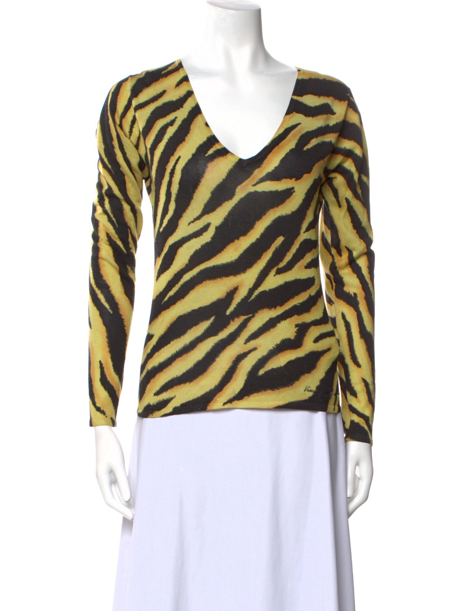 Versace Jeans Couture Animal Print V-Neck Sweater