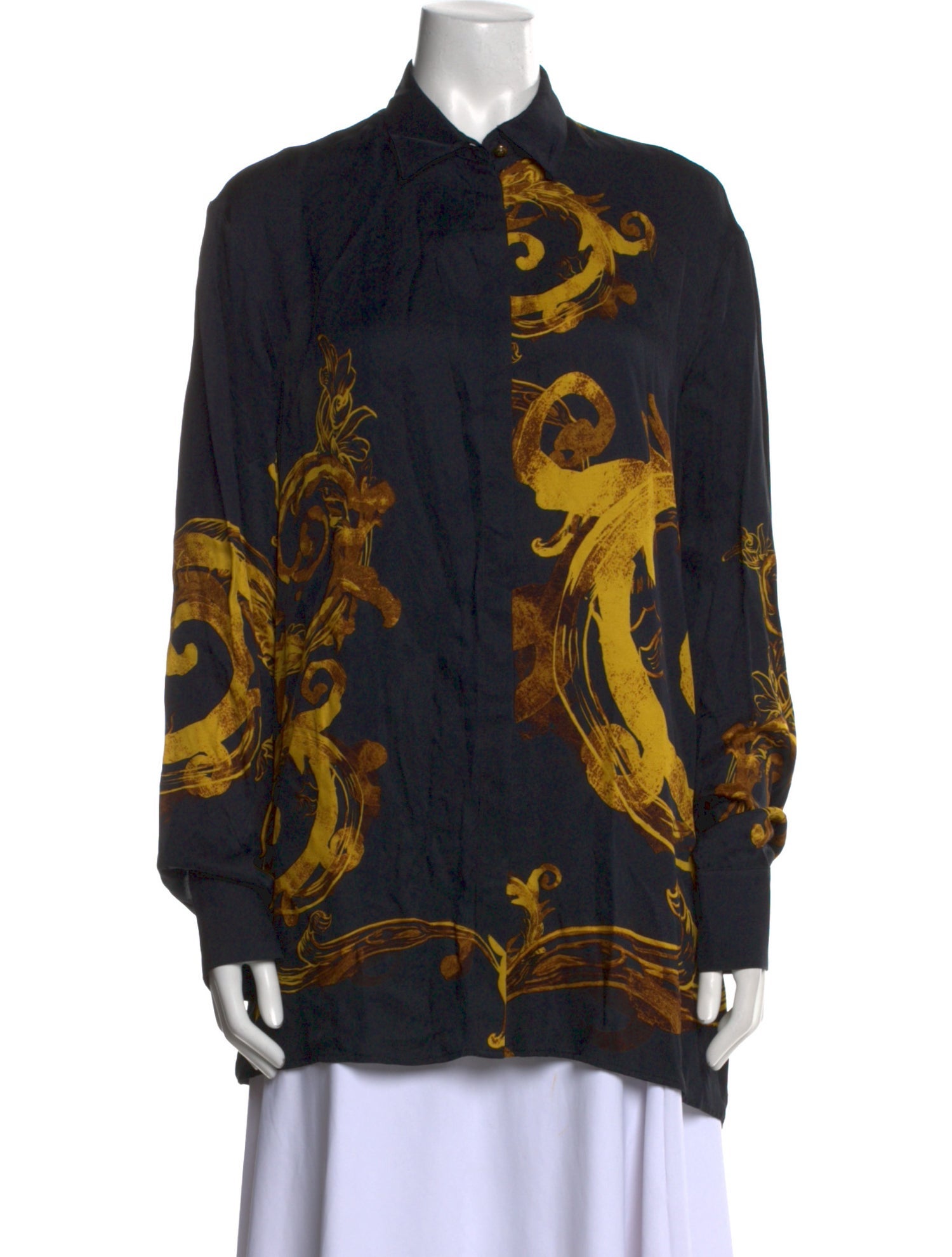 Versace Jeans Couture Printed Long Sleeve Button-Up Top