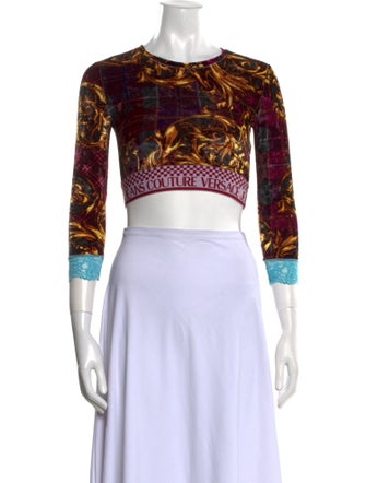 Versace Jeans Couture Printed Crew Neck Crop Top