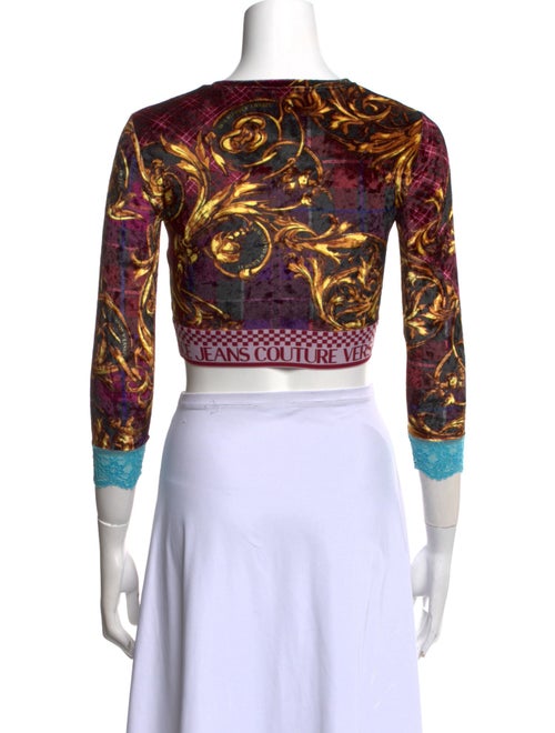 Versace Jeans Couture Printed Crew Neck Crop Top