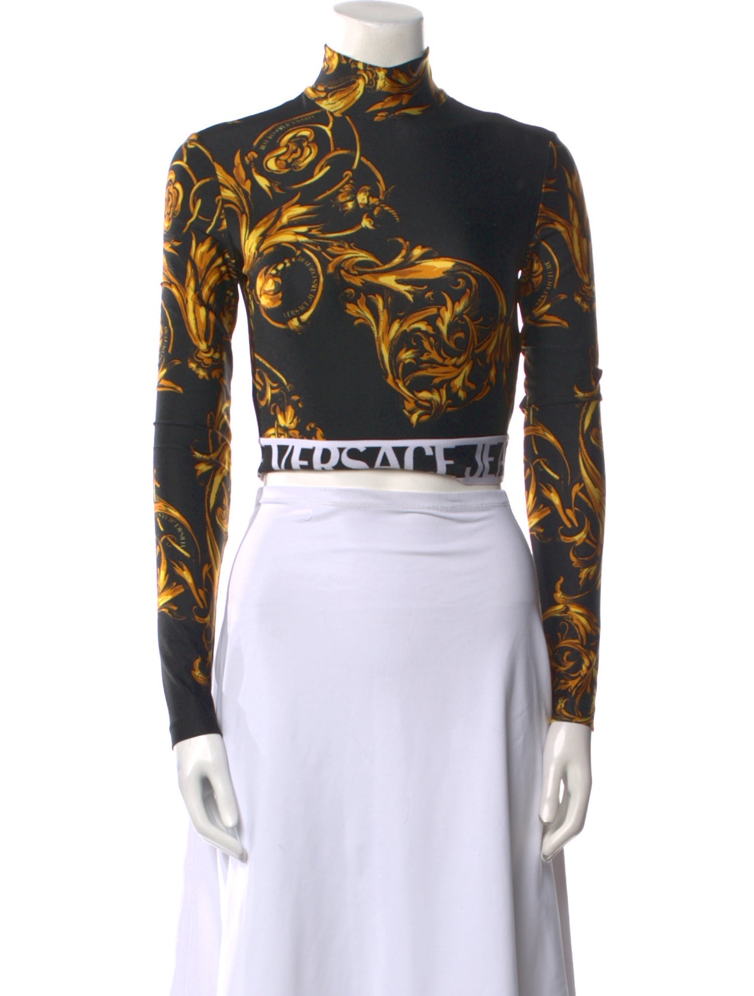 Versace Jeans Couture Printed Turtleneck Crop Top