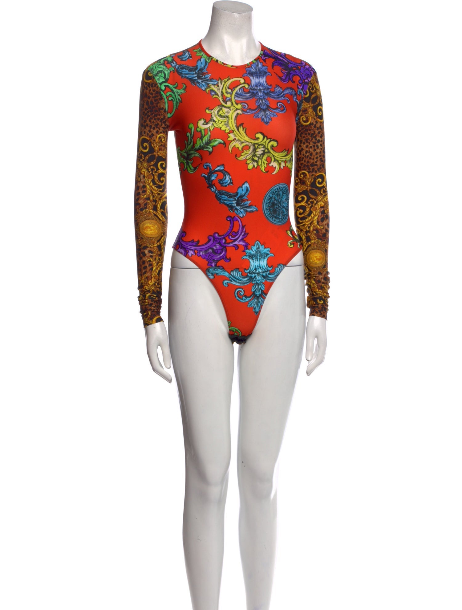 Versace Jeans Couture Floral Print Crew Neck Bodysuit