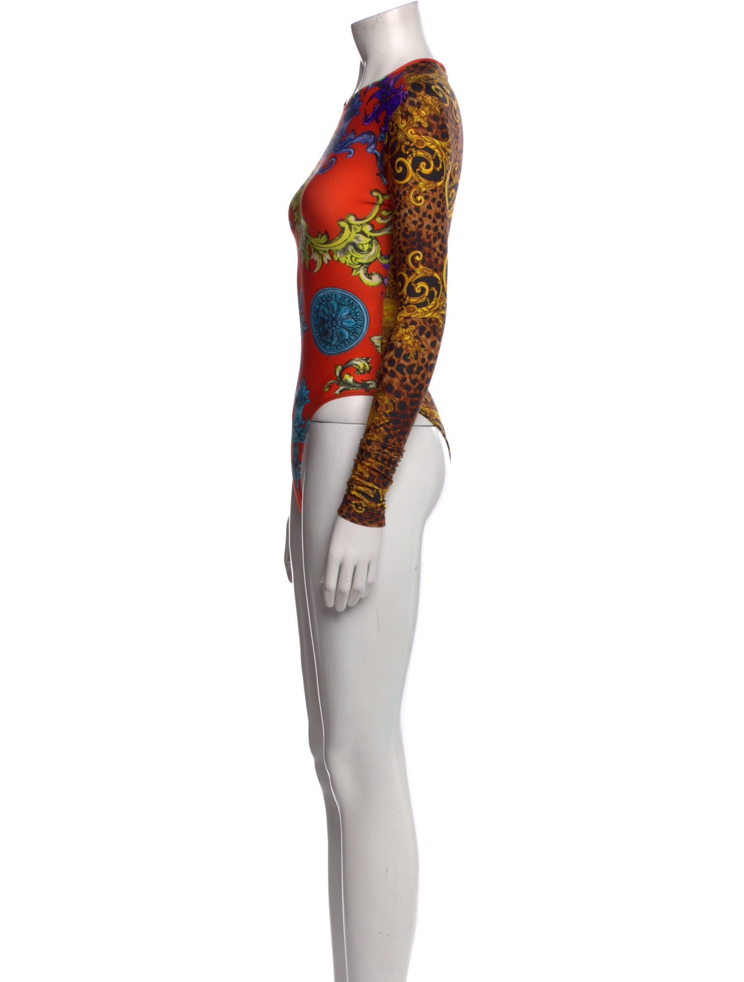 Versace Jeans Couture Floral Print Crew Neck Bodysuit