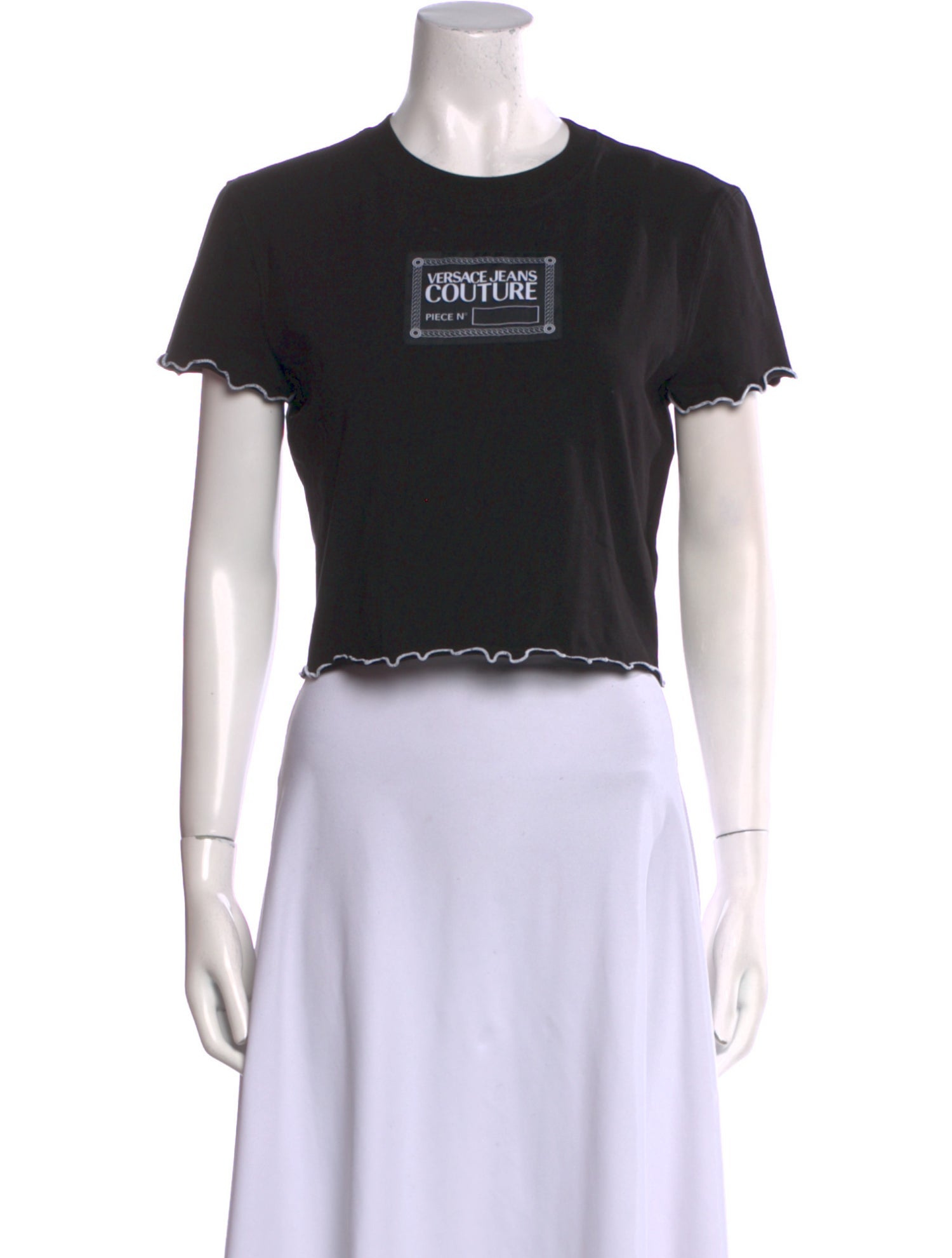 Versace Jeans Couture Graphic Print Crew Neck Crop Top w/ Tags