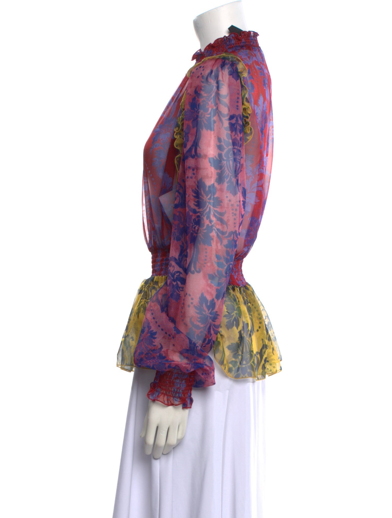 Versace Jeans Couture Floral Print Mock Neck Blouse