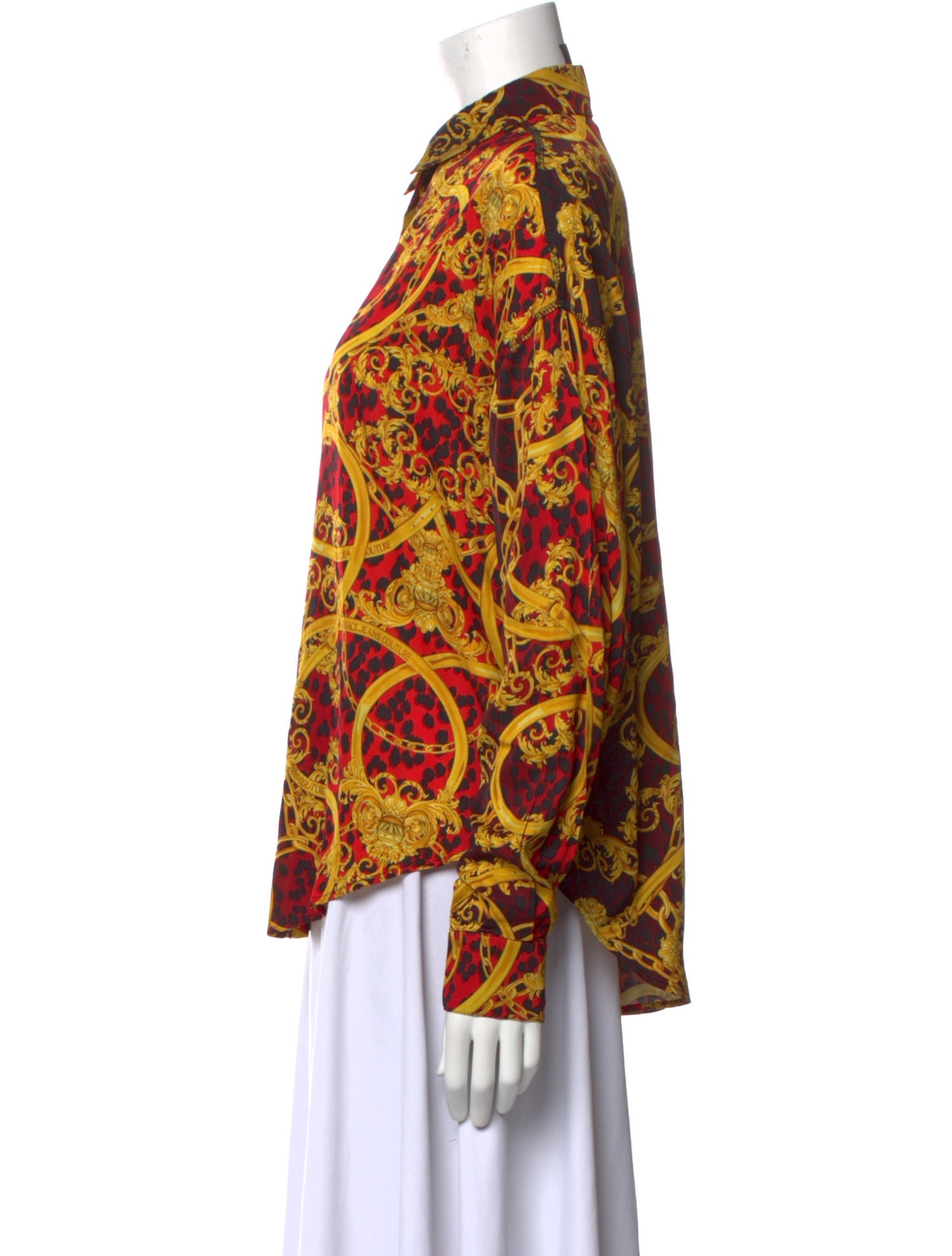 Versace Jeans Couture Paisley Print Long Sleeve Button-Up Top