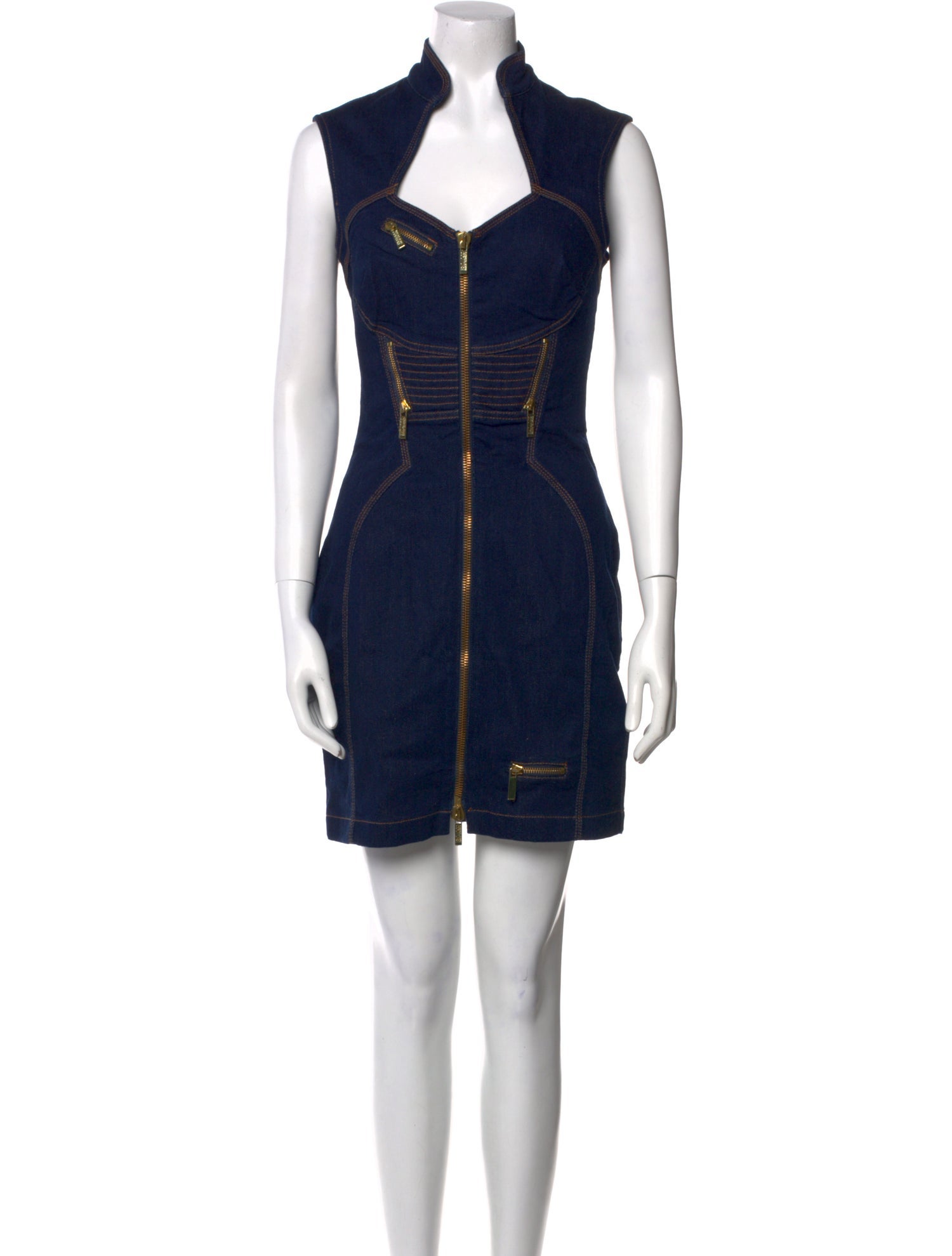 Versace Jeans Couture Mock Neck Mini Dress