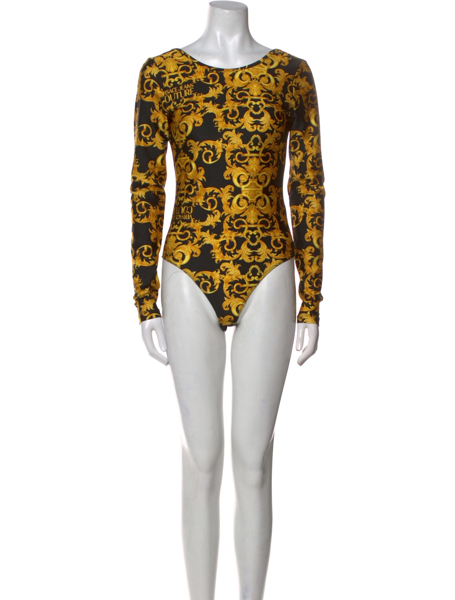 Versace Jeans Couture Floral Print Scoop Neck Bodysuit