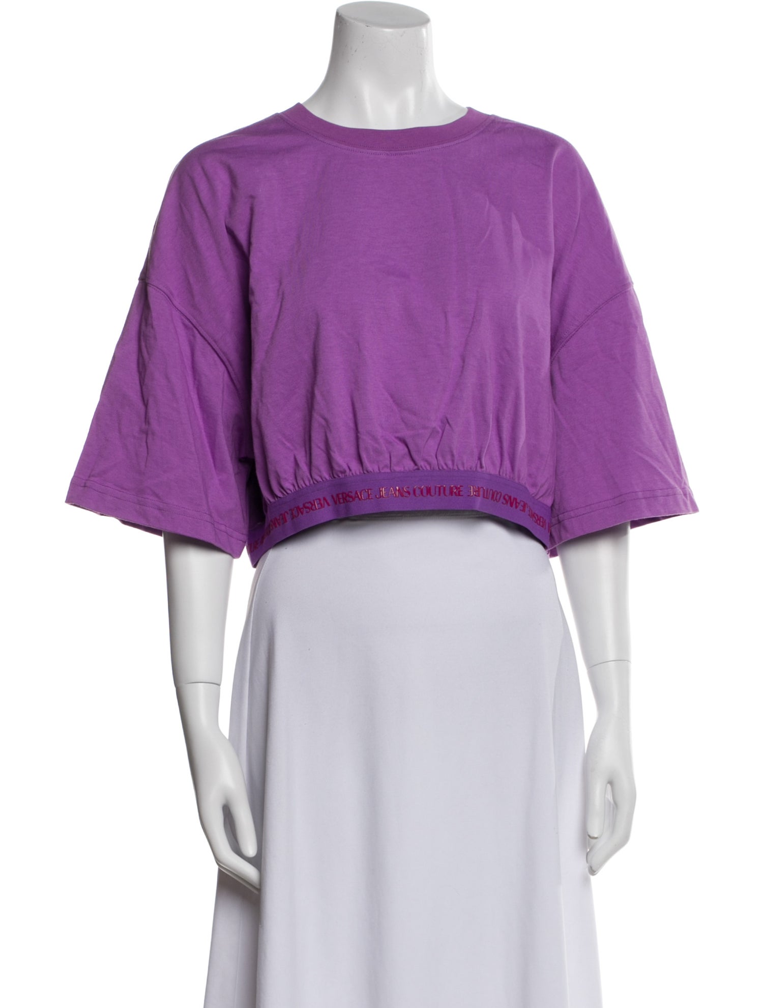 Versace Jeans Couture Crew Neck Short Sleeve Crop Top