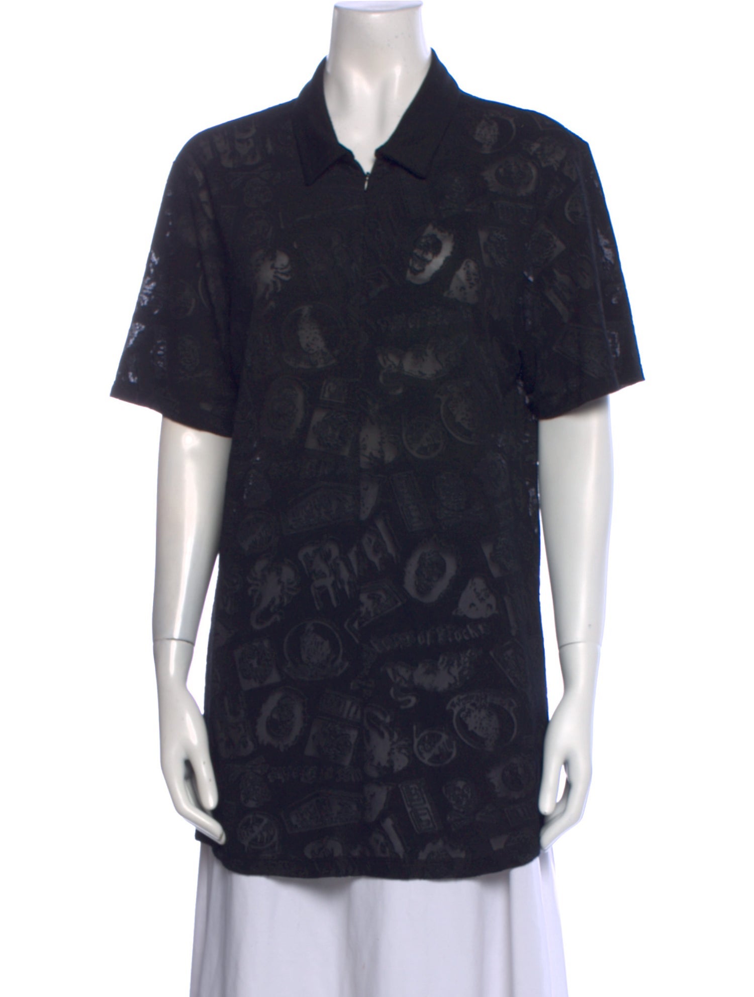 Versace Jeans Couture Printed Short Sleeve Button-Up Top