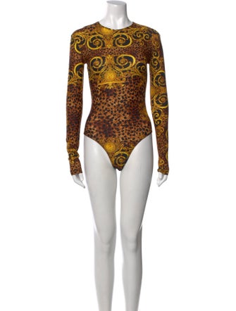 Versace Jeans Couture Printed Crew Neck Bodysuit