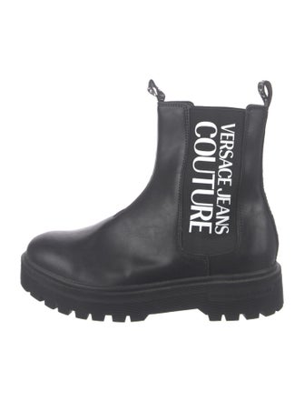 Versace Jeans Couture Leather Graphic Print Boots