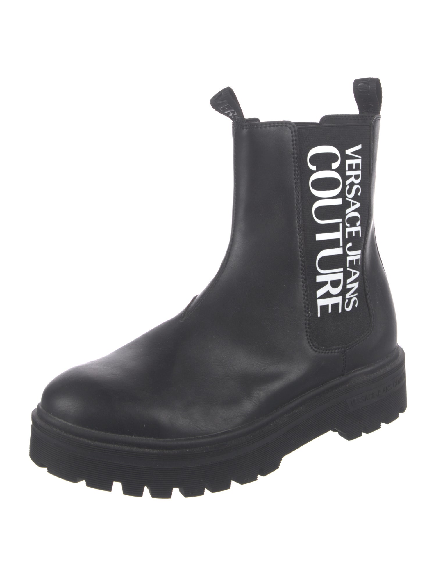 Versace Jeans Couture Leather Graphic Print Boots