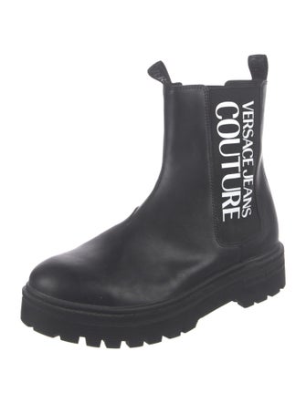 Versace Jeans Couture Leather Graphic Print Boots