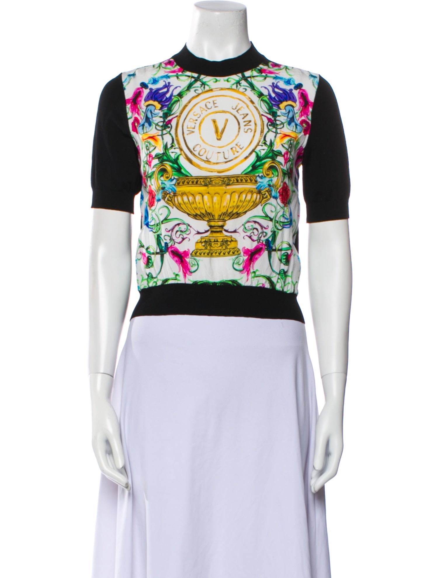Versace Jeans Couture Printed Mock Neck T-Shirt