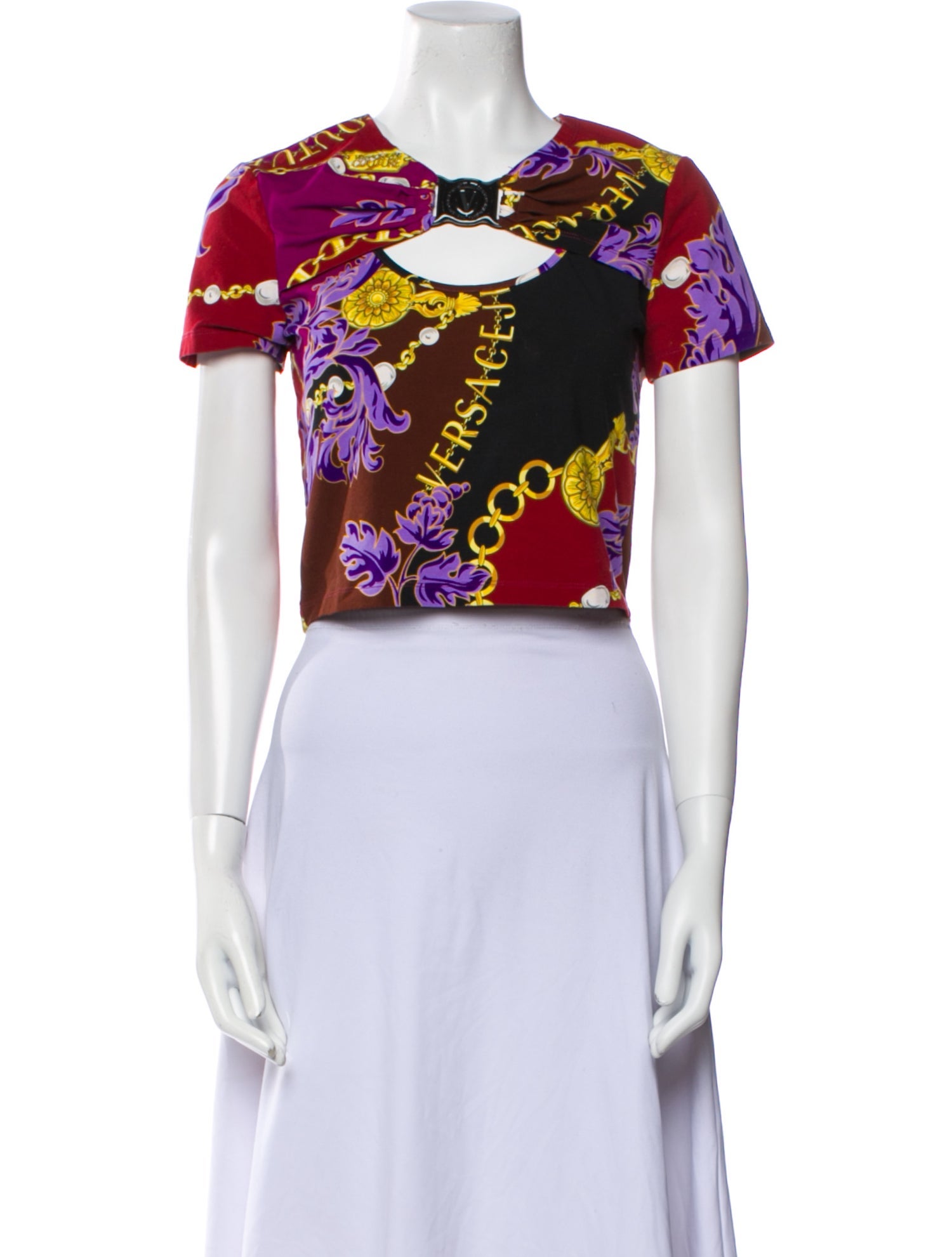 Versace Jeans Couture Printed Scoop Neck Crop Top