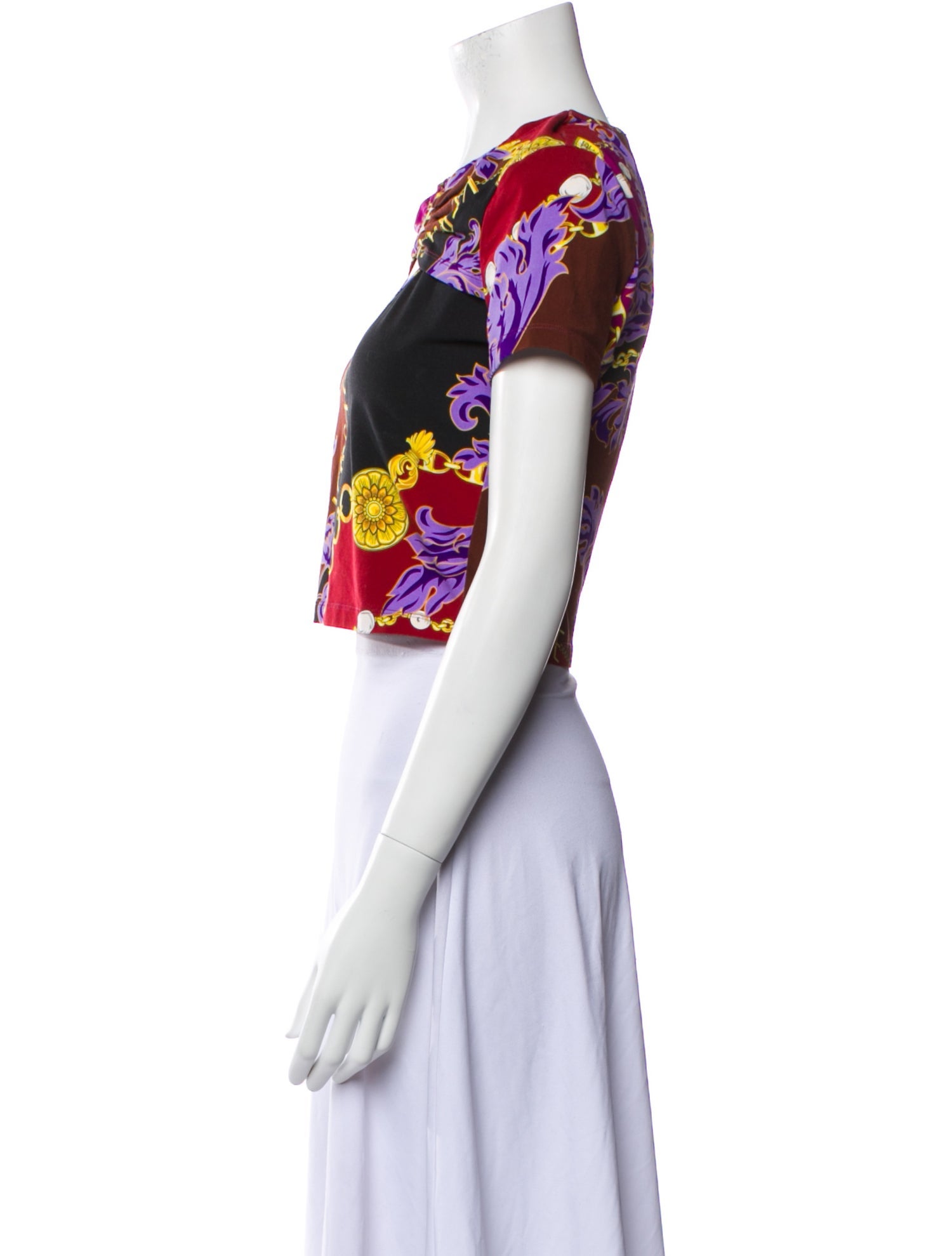 Versace Jeans Couture Printed Scoop Neck Crop Top