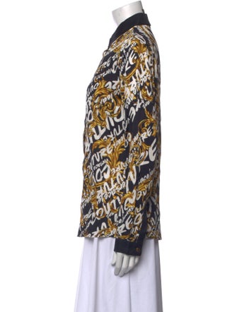 Versace Jeans Couture Printed Long Sleeve Button-Up Top