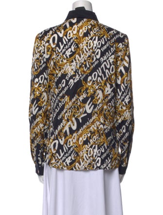 Versace Jeans Couture Printed Long Sleeve Button-Up Top