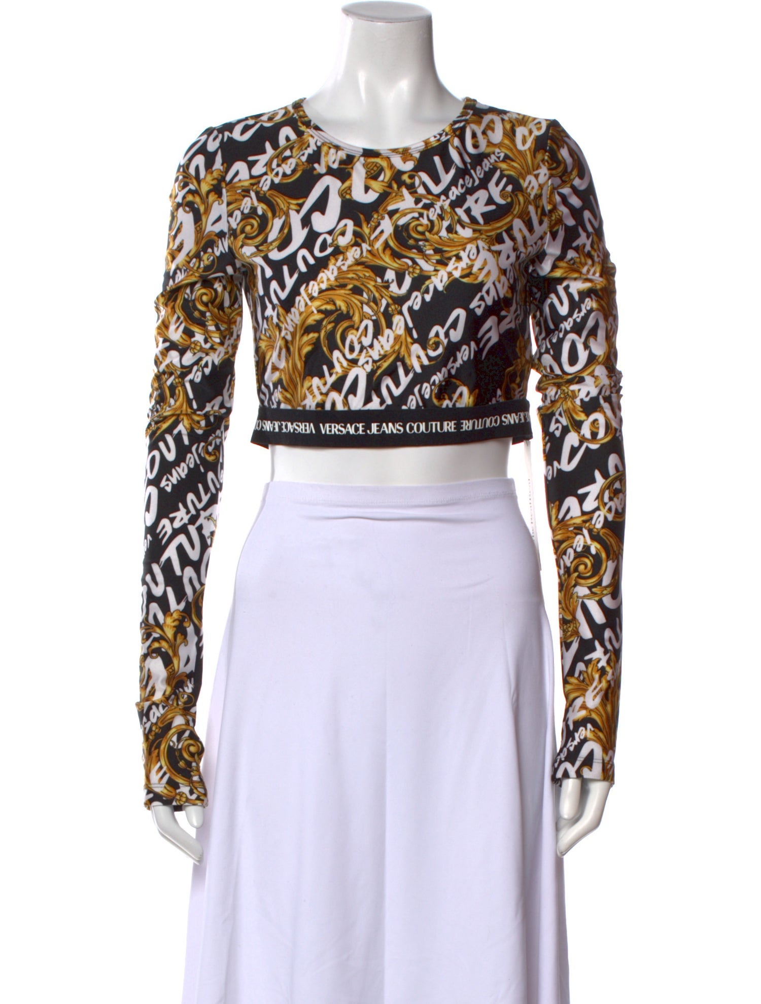 Versace Jeans Couture Printed Crew Neck Crop Top