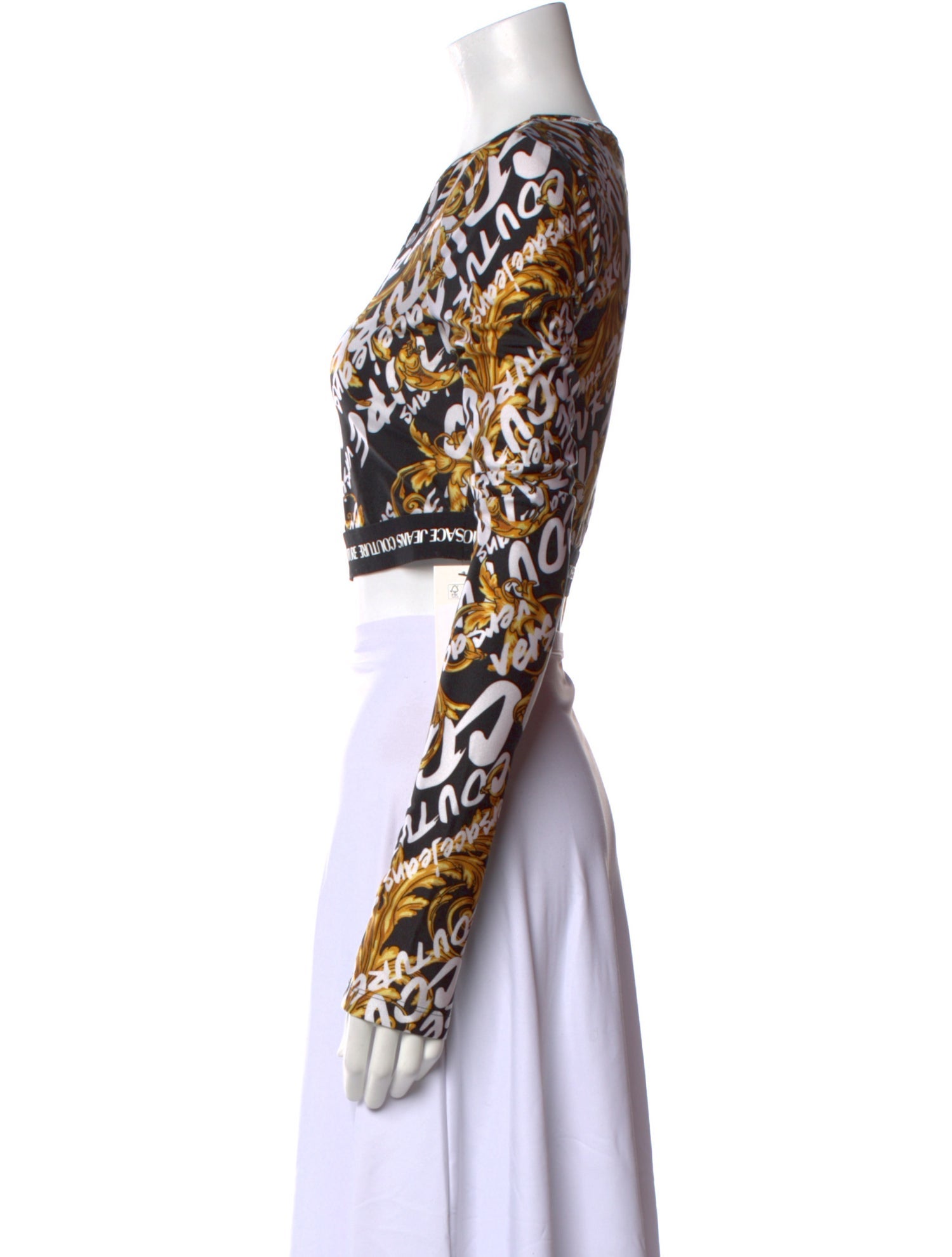 Versace Jeans Couture Printed Crew Neck Crop Top