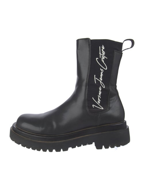 Versace Jeans Couture Leather Graphic Print Chelsea Boots