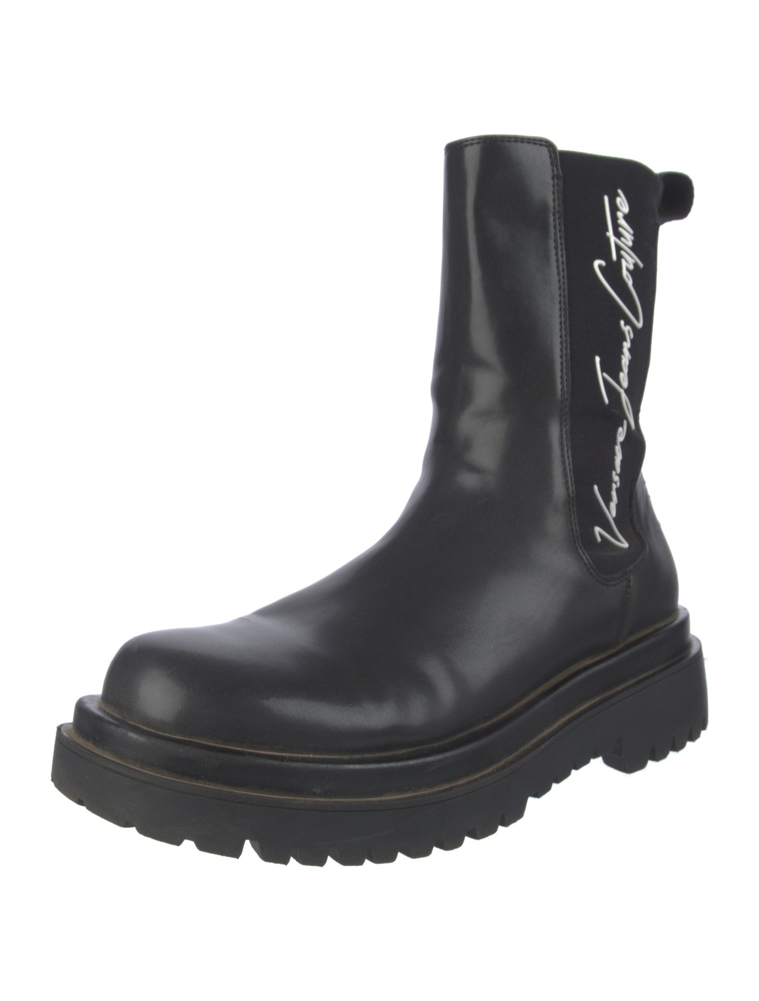 Versace Jeans Couture Leather Graphic Print Chelsea Boots